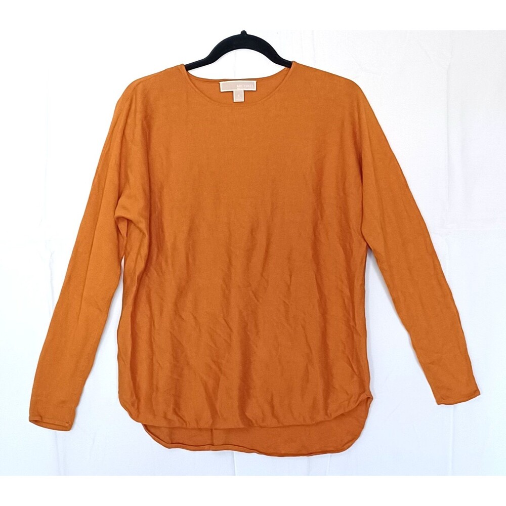 Michael Kors Women’s Small Orange Knit Crewneck Pullover Sweater Top